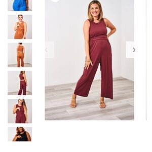 Latched  mama Wide-Leg Jumpsuit in Burgundy